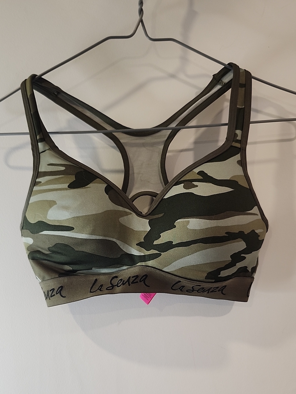 XS La SENZA Olive Green Camo Racerback Sports Bra